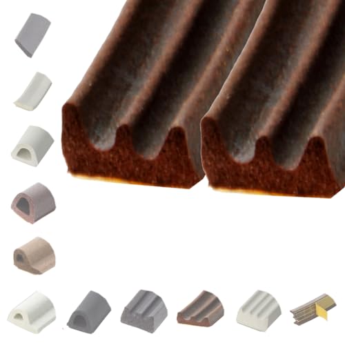 BRESKO 6-100 m Fensterdichtung Selbstklebend Dichtung Gummidichtung Epdm Türdichtung Dichtband Gummi Fenster Profil Abdichtung Dichtungsprofil (E - 9x4 mm - braun, 2 x 5 m (10 m)) von BRESKO