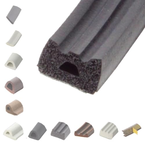 BRESKO 6-100 m Fensterdichtung Selbstklebend Dichtung Gummidichtung Epdm Türdichtung Dichtband Gummi Fenster Profil Abdichtung Dichtungsprofil (ED - 10x6 mm - schwarz, 6 m) von BRESKO