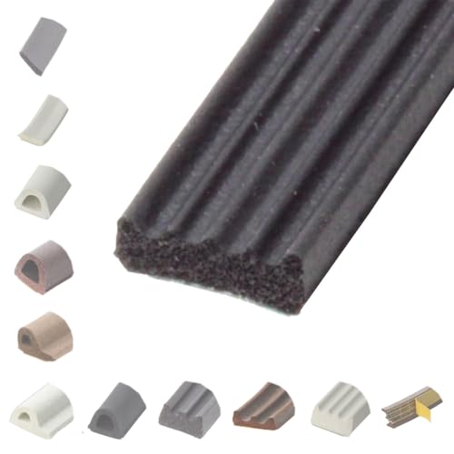 BRESKO 6-100 m Fensterdichtung Selbstklebend Dichtung Gummidichtung Epdm Türdichtung Dichtband Gummi Fenster Profil Abdichtung Dichtungsprofil (EE - 10x4 mm - schwarz, 10 m) von BRESKO