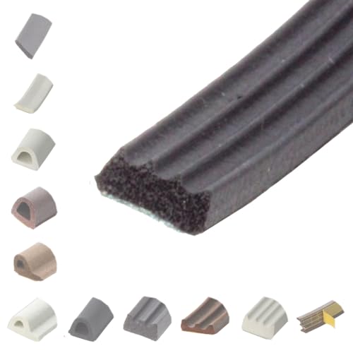 BRESKO 6-100 m Fensterdichtung Selbstklebend Dichtung Gummidichtung Epdm Türdichtung Dichtband Gummi Fenster Profil Abdichtung Dichtungsprofil (EE - 8x3 mm - schwarz, 10 m) von BRESKO