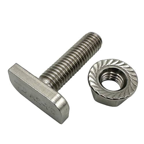 BRESKO Hammerkopfschrauben (50, 8x40 mm M8) Flanschmuttern 20-40 mm Edelstahl A2 Solar Photovoltaik PV Sperrzahnmuttern Set Hammerkopf Solaranlage Befestigung Solarbefestigung von BRESKO