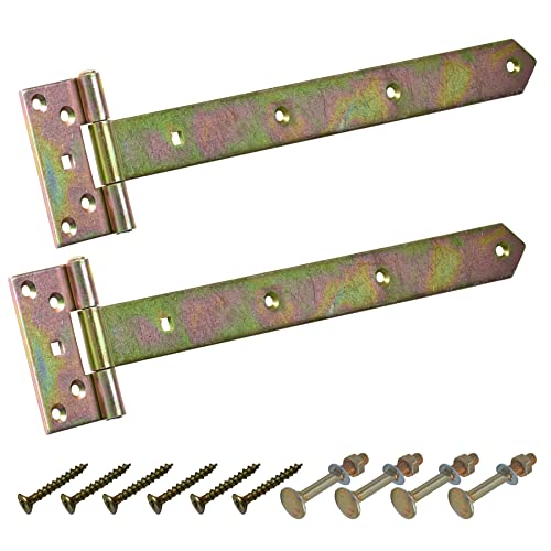 BRESKO Kreuzgehänge verzinkt T-Bänder Scharnier Torband Ladenband Türbänder Werfgehänge schwer 2er Set mit Schrauben (400x45x90 mm) von BRESKO