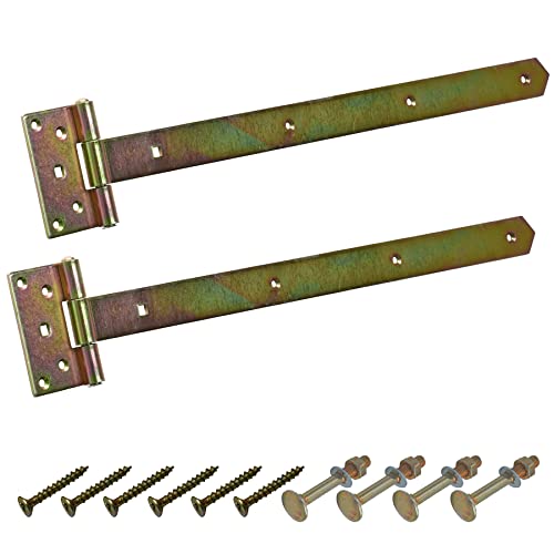 BRESKO Kreuzgehänge verzinkt T-Bänder Scharnier Torband Ladenband Türbänder Werfgehänge schwer 2er Set mit Schrauben (600x40x110 mm) von BRESKO