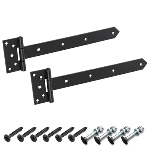 BRESKO Kreuzgehänge verzinkt T-Bänder Scharnier Torband Ladenband Türbänder Werfgehänge schwer 2er Set mit Schrauben (Schwarz, 300x45x90x3 mm) von BRESKO