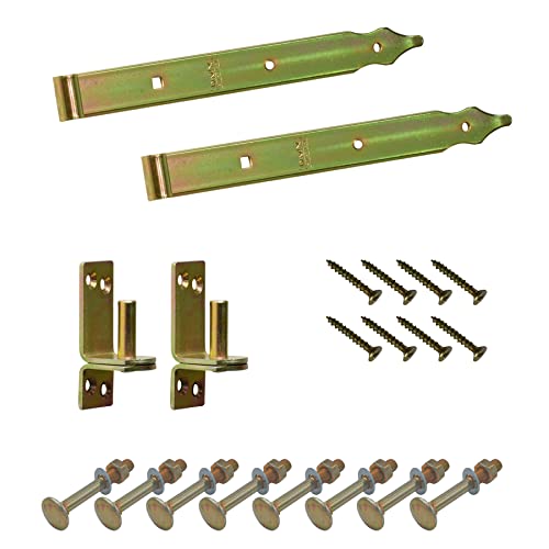 BRESKO Ladenband mit Kloben und Schrauben Set gelb verzinkt 300-800 mm Torband Türband Scharnier Tor Gartentor (300x30 mm - Ø 10 mm) von BRESKO