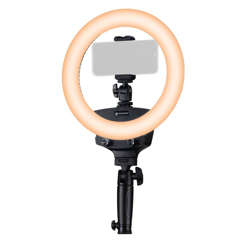 BRESSER Tageslichtlampe BRESSER BR-22B Bi-Color LED-Ringleuchte mit Handgriff und Stativansch… von BRESSER
