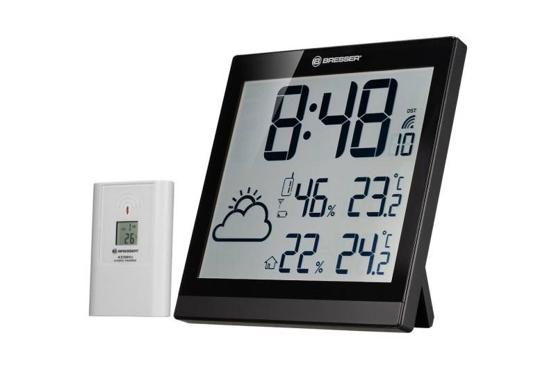 BRESSER Wanduhr Funk LCD Wetter-Wanduhr ClimaTemp JC - schwarz von BRESSER