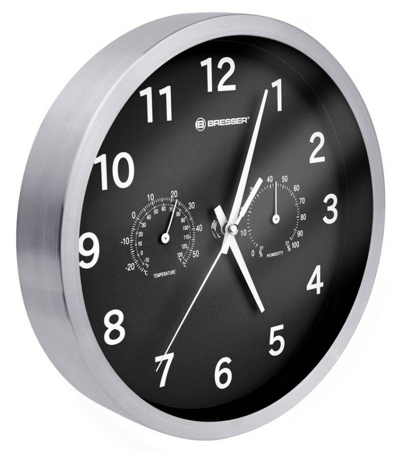 BRESSER Wanduhr MyTime DCF Thermo-/ Hygro- Wanduhr 25cm - schwarz von BRESSER