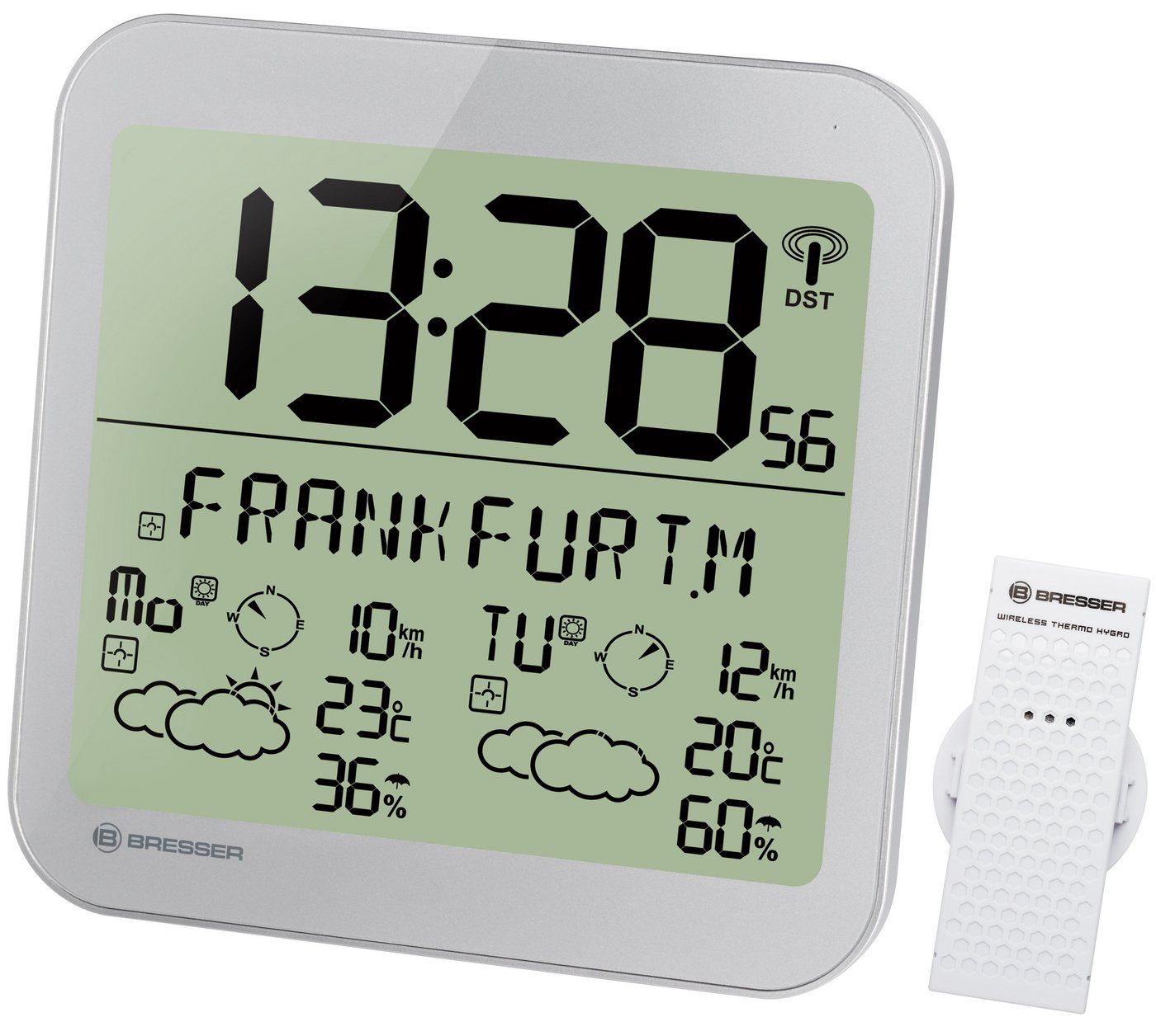 BRESSER Wanduhr MyTime Meteotime LCD Wetter-Wanduhr von BRESSER