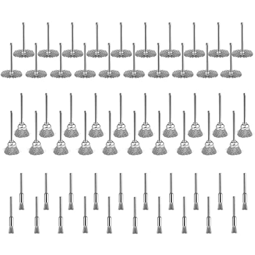 BRESUCNY Schleifbürste Set, 60 Stücke Edelstahlbürste Drahtbürste für Dremel Bohrmaschine Akkuschrauber Bohrmaschine, 7mm 15mm 25mm Pinselbürste für Polier Schleifen Reinigung von BRESUCNY