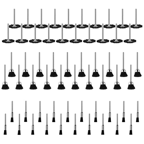 BRESUCNY Schleifbürste Set, 60 Stücke Nylonbürste Drahtbürste für Dremel Bohrmaschine Akkuschrauber Bohrmaschine, 7mm 15mm 25mm Pinselbürste für Polier Schleifen Reinigung von BRESUCNY