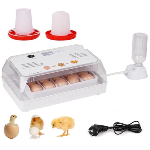 BREUAILY Brutautomat Vollautomatisch 15 Eier 3 In 1 Brutkasten Hühner Inkubator Wachteln mit LED Beleuchtung Automatischem Eierdrehen Automatischer Wasserzugabe Adjustable Egg Tray von BREUAILY