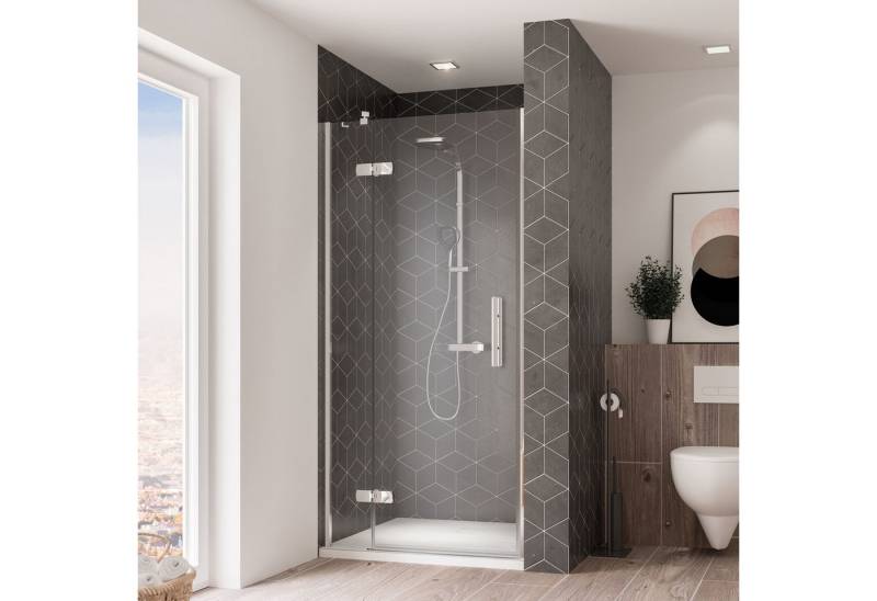 BREUER Dusch-Schiebetür Avanta Drehtür + Festteil (Anschlag links) für Nische Klarglas 900 mm von BREUER