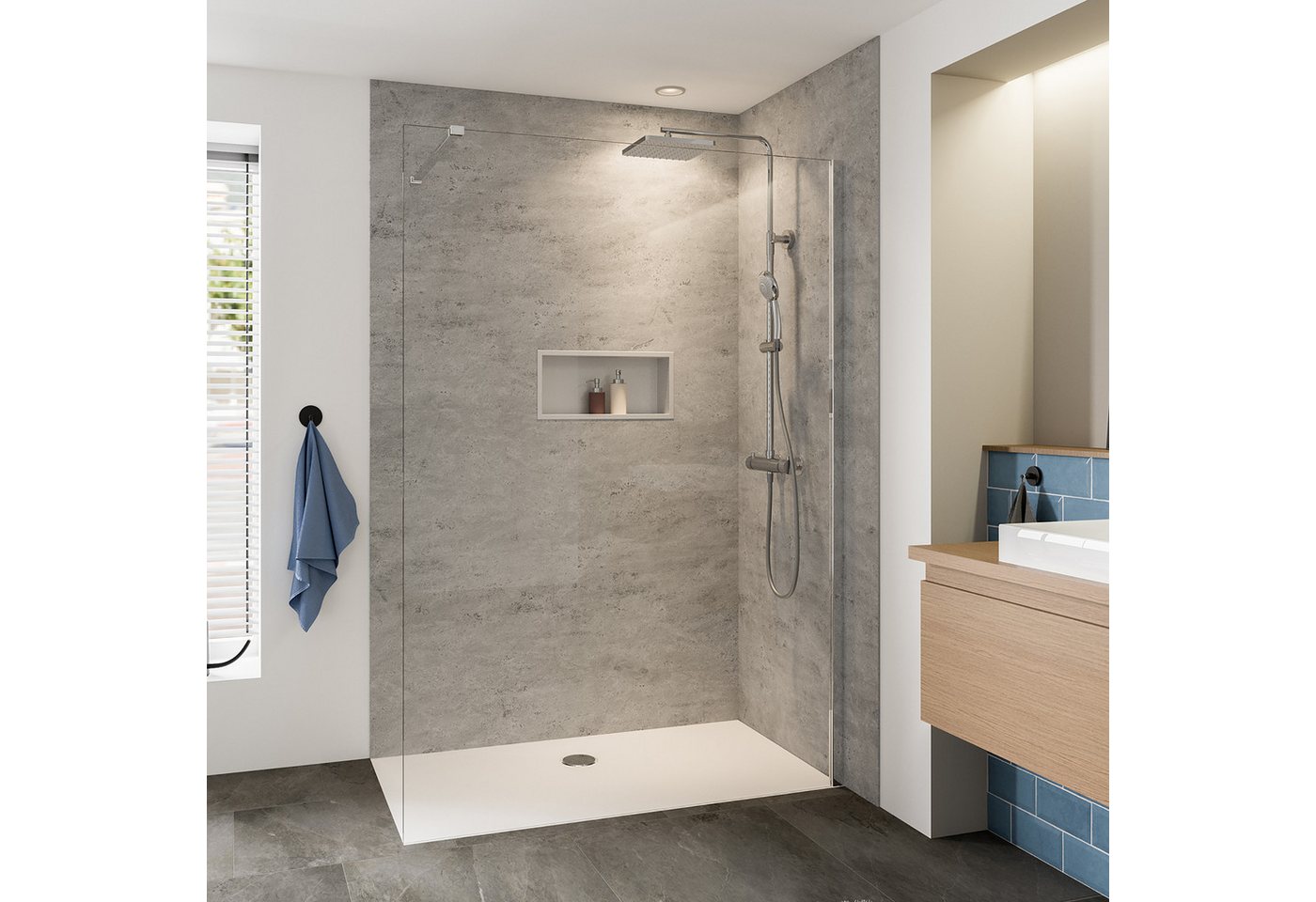BREUER Duschwand Panorama Duschwand alleinstehend teilgerahmt alu chromeffekt Klarglas BREUER Duschwand Panorama Duschwand alleinstehend teilgerahmt alu chromeffekt Klarglas von BREUER