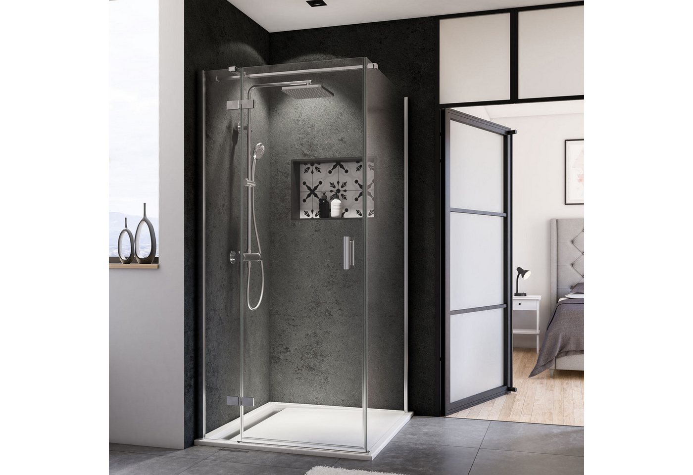 BREUER Duschwand Panorama Seitenwand für Drehtür + Festteil alu chromeffekt Klarglas BREUER Duschwand Panorama Seitenwand für Drehtür + Festteil alu chromeffekt Klarglas von BREUER