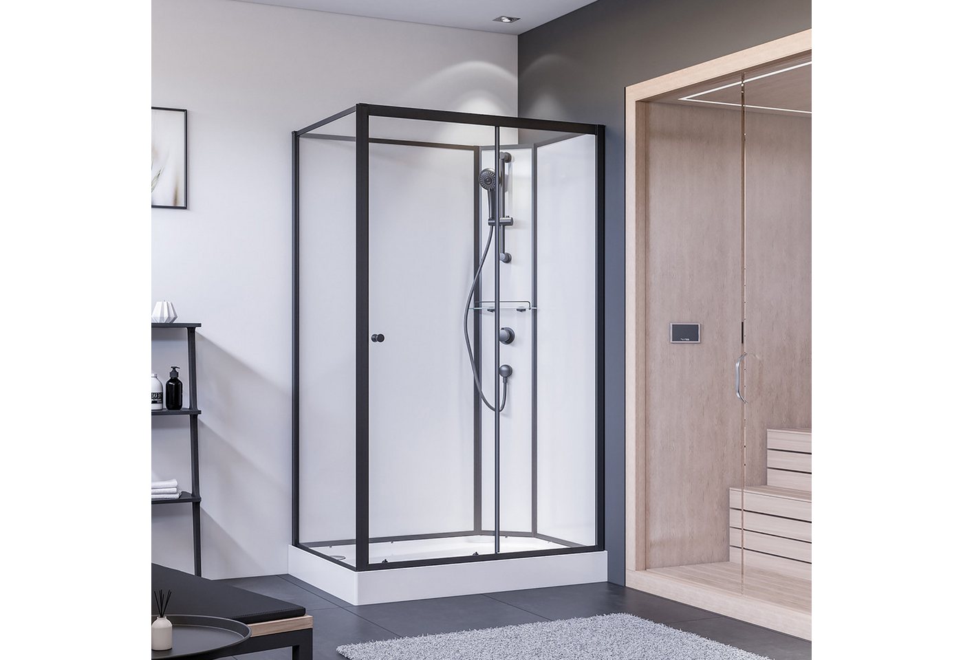 BREUER Eckdusche Komplettdusche Schiebetür mit Seitenwand links schwarz matt Klarglas BREUER Eckdusche Komplettdusche Schiebetür mit Seitenwand links schwarz matt Klarglas von BREUER