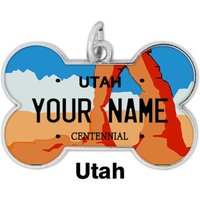 Personalisierte Hundemarke Benutzerdefinierte Name Bundesstaat Utah Nummernschild Knochenförmige Metall Haustier Id von BRGiftShop