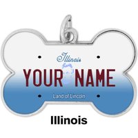 Personalisierte Hundemarke Benutzerdefinierte Name Us Bundesstaat Illinois Kennzeichen Knochenförmige Metall Haustier Id von BRGiftShop