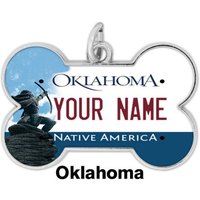 Personalisierte Hundemarke Benutzerdefinierte Name Zustand Oklahoma Nummernschild Knochenförmige Metall Haustier Id von BRGiftShop