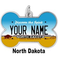 Personalisierte Hundemarke Benutzerdefinierter Name State North Dakota Nummernschild Knochenförmige Metall Haustier Id von BRGiftShop