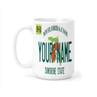Personalisierte Tasse Custom Florida Nummernschild 15 Unzen Keramikbecher von BRGiftShop