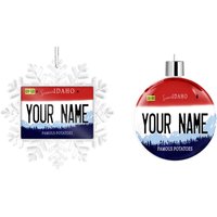 Personalisierte Verzierung Benutzerdefinierte Name Idaho State Nummernschild Tag Weihnachtsbaum von BRGiftShop