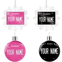 Personalisierte Verzierung Benutzerdefinierter Name Louisiana State Pink Blackout Holiday 2021 Nummernschild Weihnachtsbaum von BRGiftShop