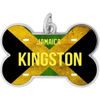 Personalisierter Hundeanhänger Jamaika Name Land Flagge Knochenform Metall Haustier Id von BRGiftShop