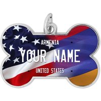 Personalisierter Hundeanhänger Namensschild Usa Und Armenien Flagge Knochenform Metall Haustier Id von BRGiftShop