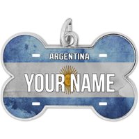 Personalisierter Hundeanhänger Personalisiert Argentinien Name Landflagge Knochenform Metall Haustier Id von BRGiftShop