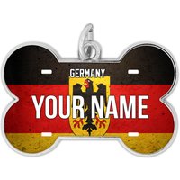 Personalisierter Hundeanhänger Personalisiert Deutschland Name Landflagge Knochenform Metall Haustier Id von BRGiftShop
