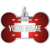 Personalisierter Hundeanhänger Schweiz Name Landflagge Knochenform Metall Haustier Id von BRGiftShop