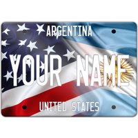 Personalisierter Magnet Namensmix Usa Und Argentinien Flagge Teller Quadrat Kühlschrank von BRGiftShop