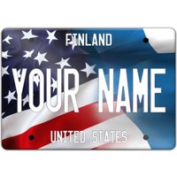 Personalisierter Magnet Namensmix Usa Und Finnland Flagge Teller Quadrat Kühlschrank von BRGiftShop