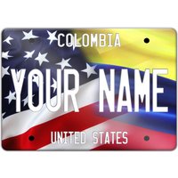 Personalisierter Magnet Namensmix Usa Und Kolumbien Flagge Teller Quadrat Kühlschrank von BRGiftShop