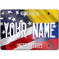 Personalisierter Magnet Namensmix Usa Und Venezuela Flagge Teller Quadrat Kühlschrank von BRGiftShop