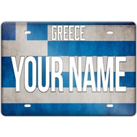 Personalisierter Magnet Namensschild Griechenland Flagge Quadrat Kühlschrank von BRGiftShop