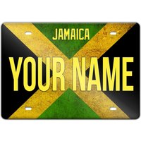 Personalisierter Magnet Namensschild Jamaika Flagge Quadrat Kühlschrank von BRGiftShop