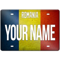 Personalisierter Magnet Namensschild Rumänien Flagge Quadrat Kühlschrank von BRGiftShop