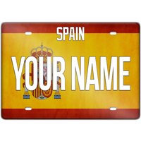 Personalisierter Magnet Namensschild Spanien Flagge Quadrat Kühlschrank von BRGiftShop