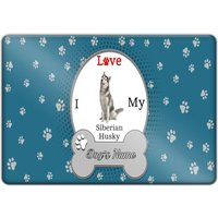 Personalisierter Magnet Wunschname I Love My Siberian Husky Hund Liebhaber Nummernschild Quadrat Kühlschrank von BRGiftShop