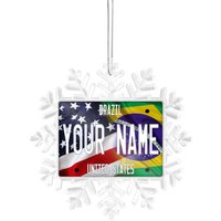 Personalisiertes Ornament Namensmix Usa Und Brasilien Flagge von BRGiftShop