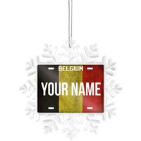 Personalisiertes Ornament Namensschild Belgien Flagge von BRGiftShop