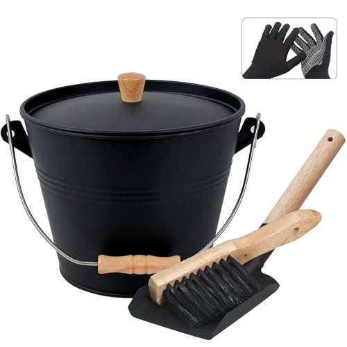 BRIAN & DANY Kohleeimer mit Deckel, Ascheeimer für Kamine, 5L Metalleimer für heiße Asche mit Schaufel und Handbesen BRIAN & DANY Kohleeimer mit Deckel, Ascheeimer für Kamine, 5L Metalleimer für heiße Asche mit Schaufel und Handbesen von BRIAN & DANY