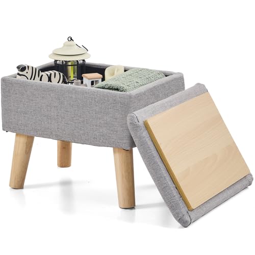 BRIAN & DANY Fußhocker Ottomane mit Stauraum, Leinen, rechteckiger Stauraum, Fußhocker mit Beinen, Sofa, Fußstütze für Wohnzimmer, Eingangsbereich, Büro, Grau BRIAN & DANY Fußhocker Ottomane mit Stauraum, Leinen, rechteckiger Stauraum, Fußhocker mit Beinen, Sofa, Fußstütze für Wohnzimmer, Eingangsbereich, Büro, Grau von BRIAN & DANY