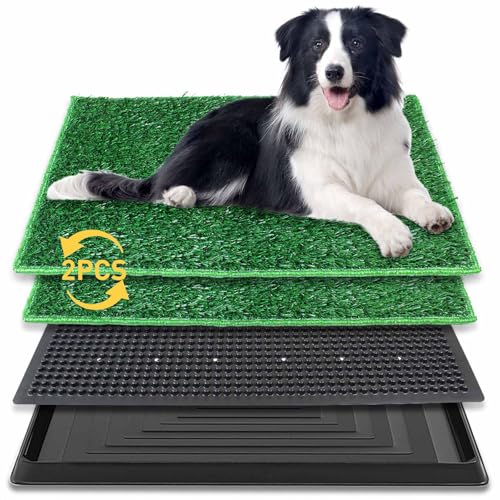 BRIAN & DANY 76 x 51 cm Hundetoilette Hundeklo Trainingsrasen für Welpen, Hundetoilette Balkon mit 2X Kunstrasenmattes und Auffangschale für Drinnen und Draußen von BRIAN & DANY