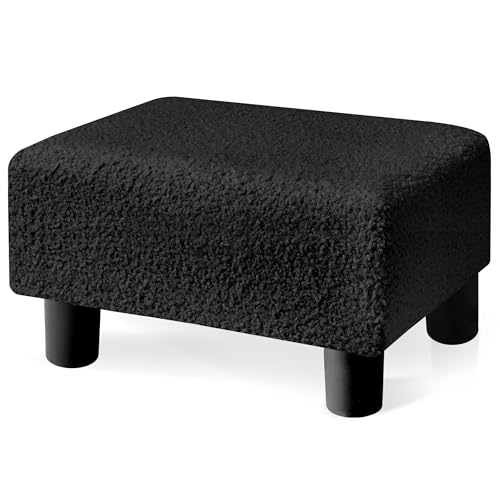 BRIAN & DANY Fußhocker Teddy Fleece, Fußhocker für Wohnzimmer, Kleiner Sherpa-Stoff Hocker Ottomane mit Beinen für Eingangsbereich, Schwarz BRIAN & DANY Fußhocker Teddy Fleece, Fußhocker für Wohnzimmer, Kleiner Sherpa-Stoff Hocker Ottomane mit Beinen für Eingangsbereich, Schwarz von BRIAN & DANY