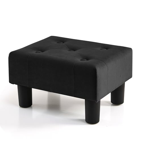 BRIAN & DANY Kleiner Fußhocker Ottomane, Samt Holz Fußhocker Ottomane mit Kunststoffbeinen, Sofa Fußstütze Extra Sitzgelegenheit für Wohnzimmer Eingangsbereich Büro, Schwarz BRIAN & DANY Kleiner Fußhocker Ottomane, Samt Holz Fußhocker Ottomane mit Kunststoffbeinen, Sofa Fußstütze Extra Sitzgelegenheit für Wohnzimmer Eingangsbereich Büro, Schwarz von BRIAN & DANY