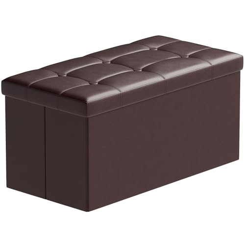 BRIAN & DANY Sitzbank mit Stauraum, Faltbar Sitztruhe Sitzhocker mit Deckel, ​Braun, 76 x 38 x 38cm von BRIAN & DANY