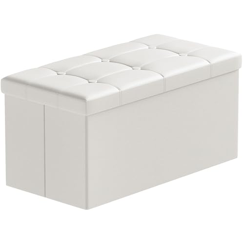 BRIAN & DANY Sitzbank mit Stauraum, Faltbar Sitztruhe Sitzhocker mit Deckel, ​Weiß, 76 x 38 x 38cm von BRIAN & DANY